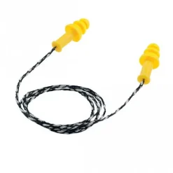 Tampões auriculares reutilizáveis com SNR 30 dB, fabricados em TPE (sem látex/silicone) para maior conforto e menor risco de irritação. Design com ranhuras longas para melhor isolamento acústico. Inclui caixa de armazenamento.