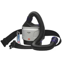Sistema de proteção respiratória PAPR (Powered Air Purifying Respirator) que oferece proteção adaptável contra partículas, gases e vapores, consoante o filtro utilizado.