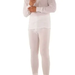 Conjunto pesado de camisola interior e calças térmicas para proteção em condições de frio extremo.