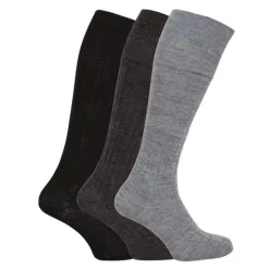 Meias técnicas profissionais (canos alto/joelho) em lã/acrílico ou térmicas para frio extremo, disponíveis em preto, cinza e pedra, vendidas individualmente.