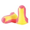 Proteção leve e confortável em espuma autoajustável hipoalergênica, ideal para canais auditivos pequenos, disponível em cores variadas (vendido por par ou em caixas de 100 pares).