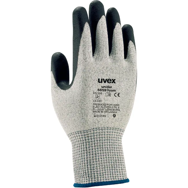 A uvex unidur 6679 foam é uma luva de segurança extremamente flexível e resistente ao corte (nível D), com revestimento em espuma de nitrilo. Combina proteção mecânica elevada com destreza manual, sendo ideal para trabalhos precisos em ambientes industriais exigentes.