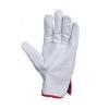 Luva mecânica em couro flor executivo (grain leather), com reforço na palma e no polegar, concebida para oferecer resistência, durabilidade e conforto em tarefas exigentes.