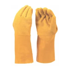 Luva mecânica revestida a látex, de comprimento até ao cotovelo, ideal para proteção em tarefas exigentes.