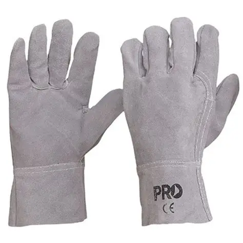 Luva de couro cromado com 4 polegadas (aprox. 10 cm), concebida para aplicações de soldadura.