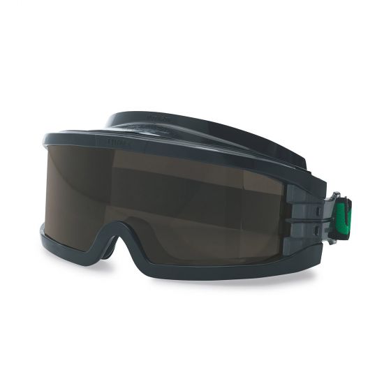 Óculos de soldagem ULTRAVISION (9301145) oferece proteção profissional com lente Shade 5, ajuste personalizado por tira repelente à água e compatibilidade com óculos de grau, ideal para soldagem a gás e trabalhos térmicos.